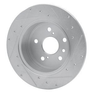 Lexus ES300 Brake Rotor (1) - Rear Left - R1 Concepts - Drilled & Slotted - Silver - `92-`03